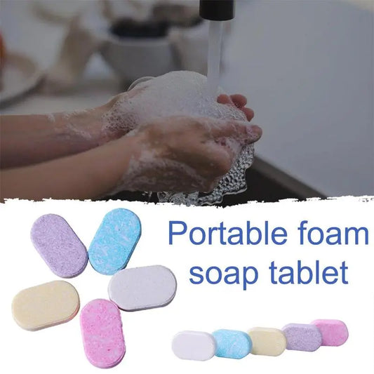 1-10pcs Dispenser Portable Foam Soap Hand Sheets Sanitizer Bubbler Portable Quick Melt Effervescent Hands Sanitizer Soap Tablets